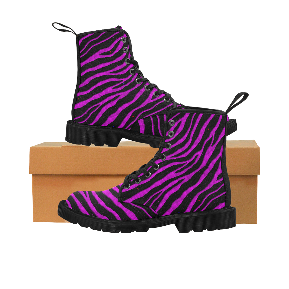Ripped SpaceTime Stripes -Pink Martin Boots for Women (Black) (Model 1203H)