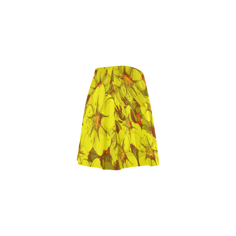 Yellow flower pattern Mini Skating Skirt (Model D36)