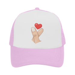 Finger Heart / Pink Trucker Hat