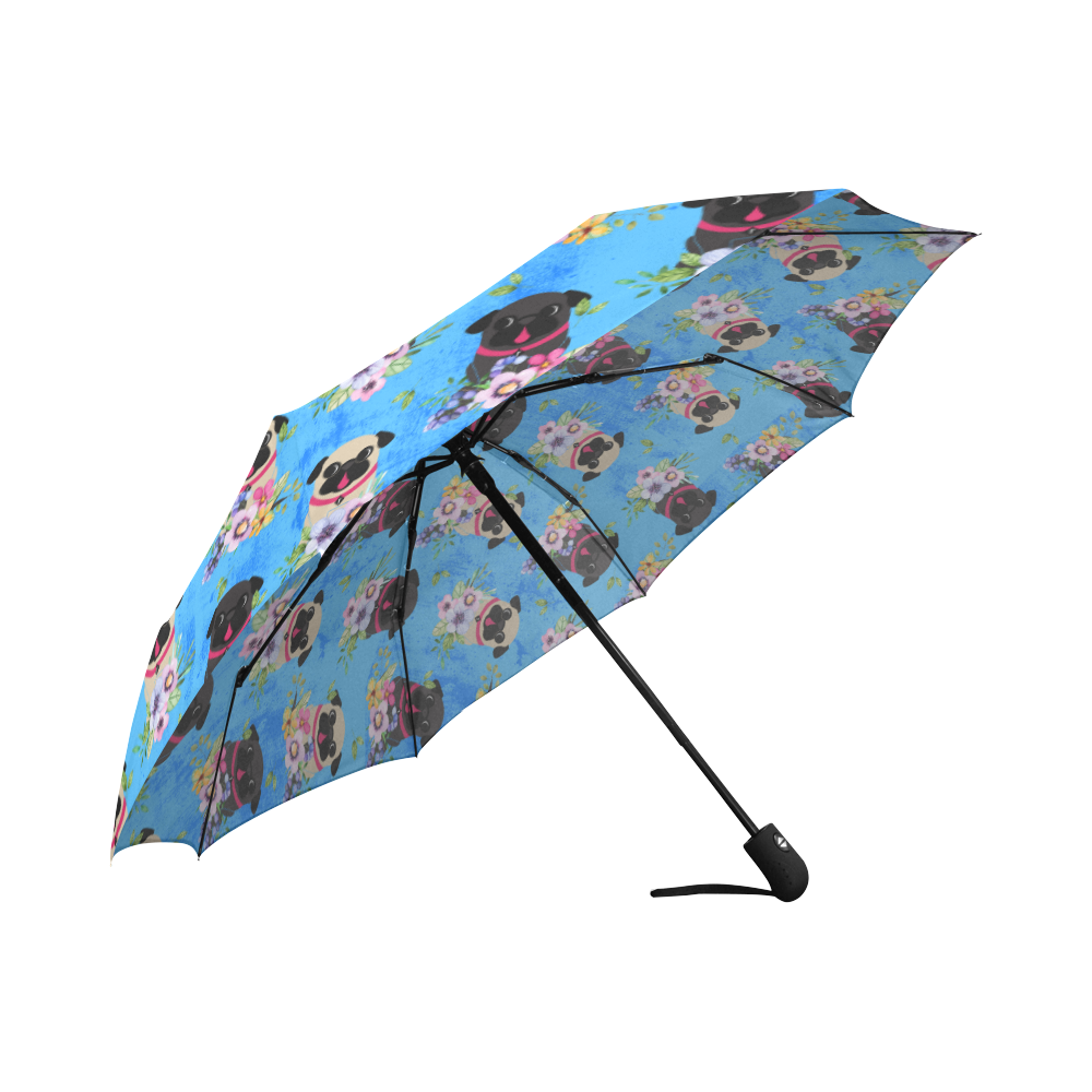 Pugs In Flowers Umbrella Auto-Foldable Umbrella (Model U04)