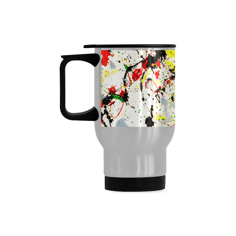 Black, Red, Yellow Paint Splatter Travel Mug (14oz)