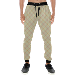 Pastel Yellow Orange Crisscross Stripes Men's All Over Print Sweatpants (Model L11)
