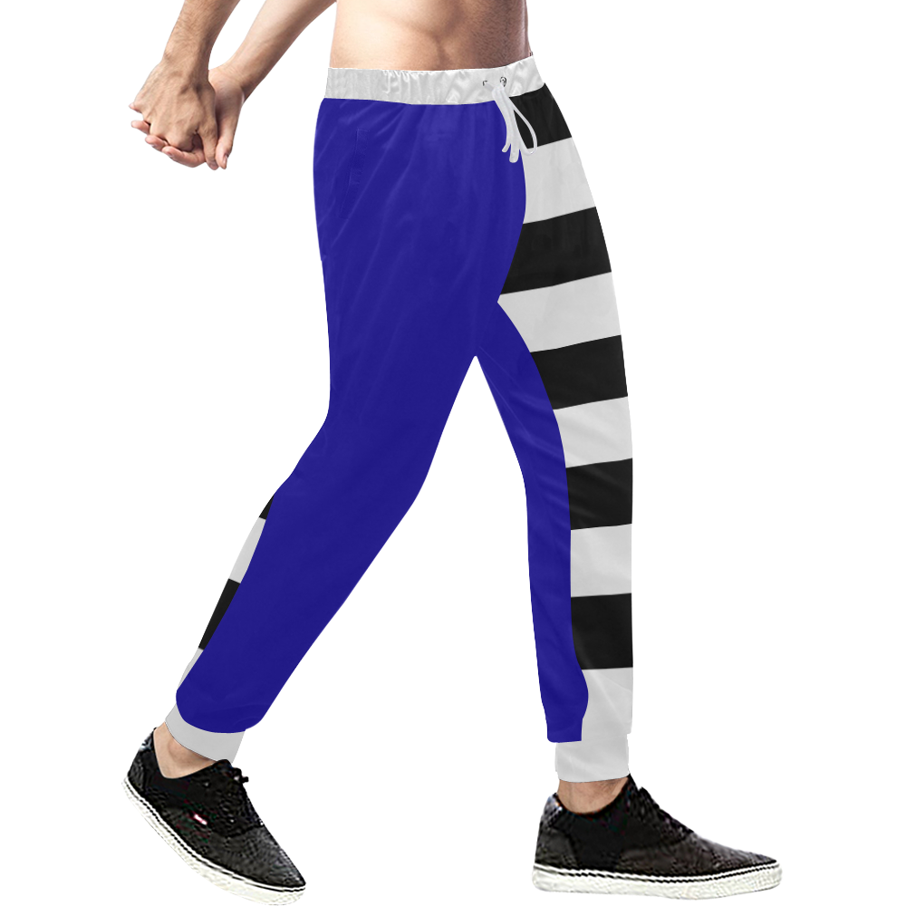 Blue and Stripes Mixed Print Men's All Over Print Sweatpants (Model L11)