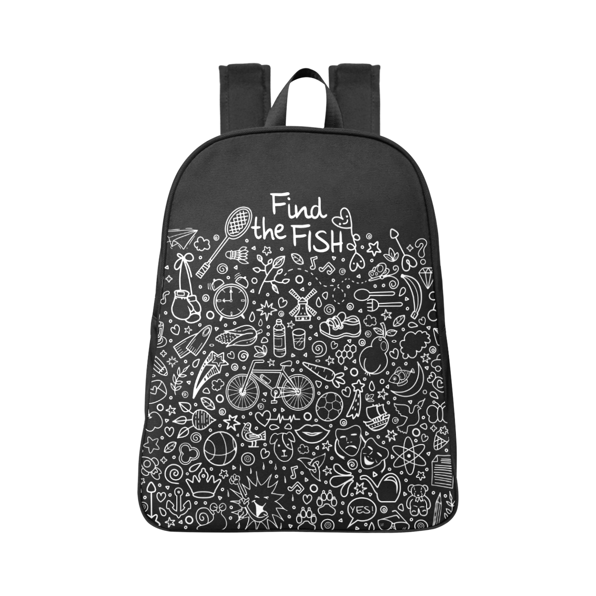 Picture Search Riddle - Find The Fish 2 Fabric School Backpack (Model 1682) (Large)