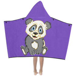 Smiling Panda Purple Kids' Hooded Bath Towels