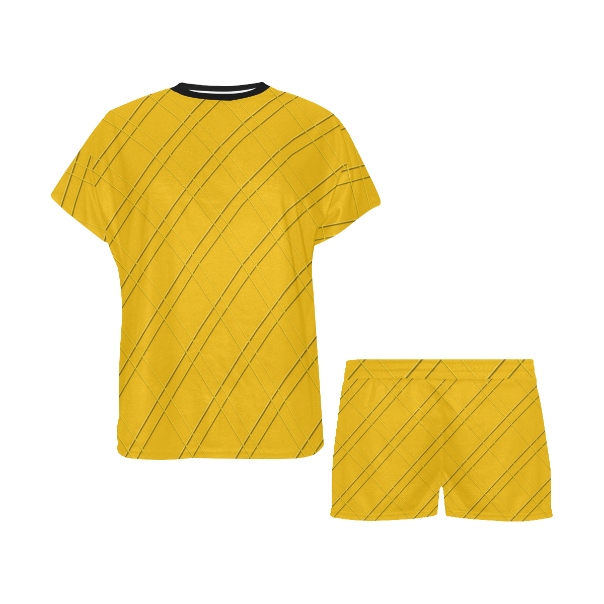 Selective Yellow Crisscross Women's Short Pajama Set