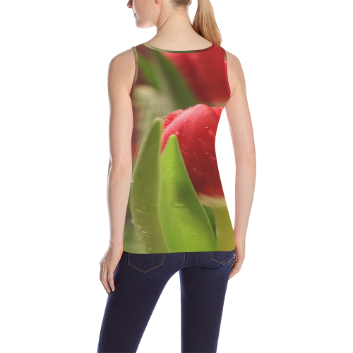 Love Red Tulip 1 All Over Print Tank Top for Women (Model T43)
