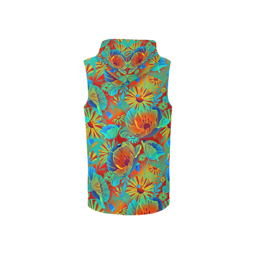 bright tropical floral All Over Print Sleeveless Zip Up Hoodie for Women (Model H16)