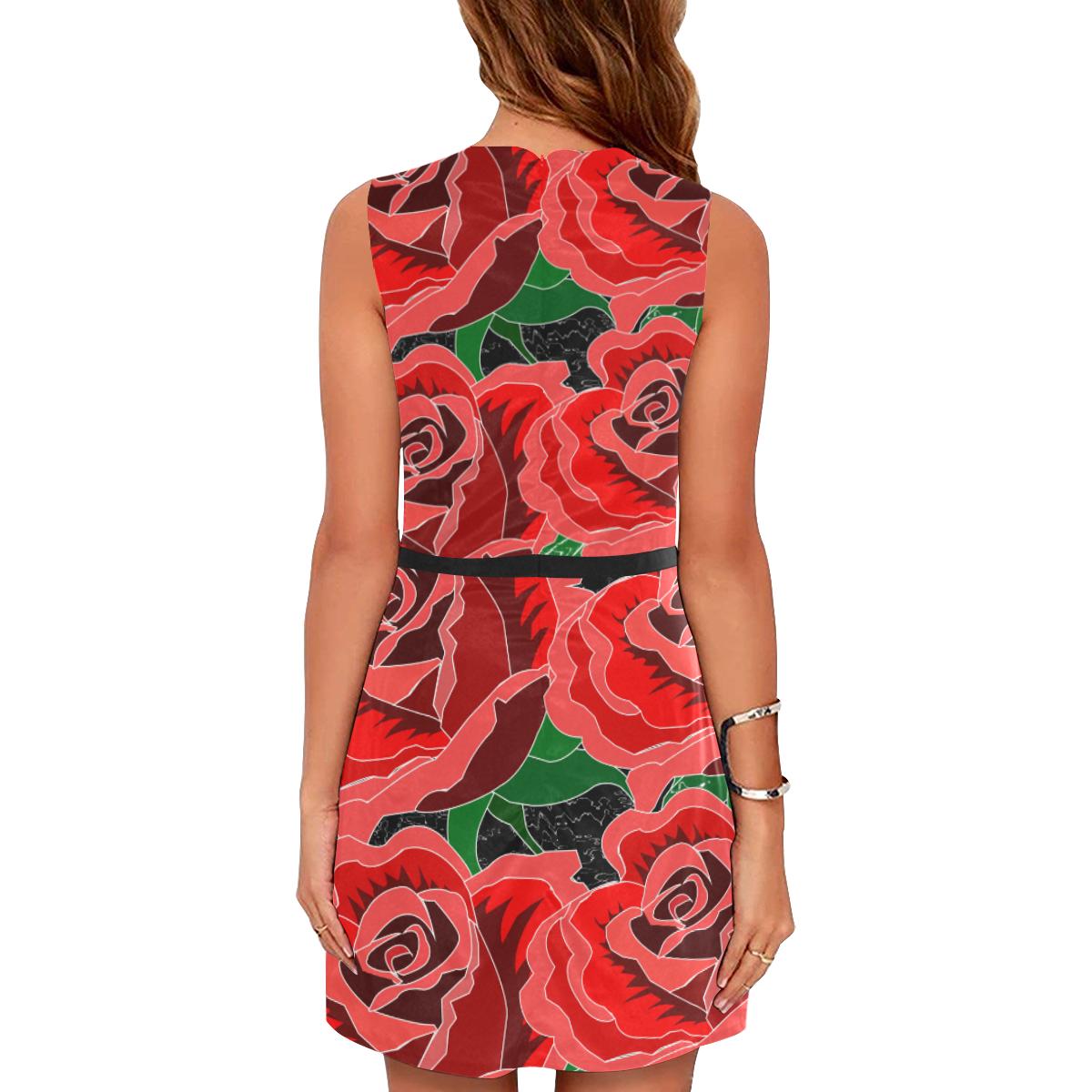 Rose Eos Women's Sleeveless Dress (Model D01)