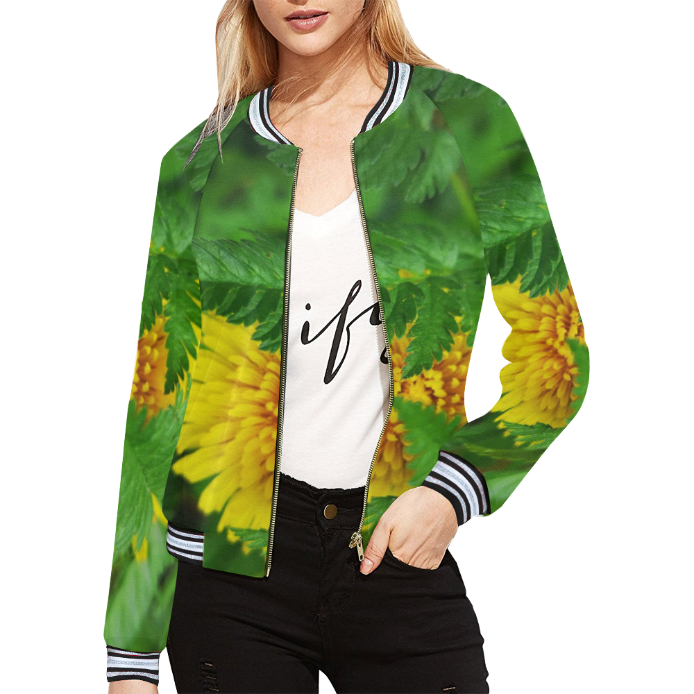 flowerhug All Over Print Bomber Jacket for Women (Model H21)
