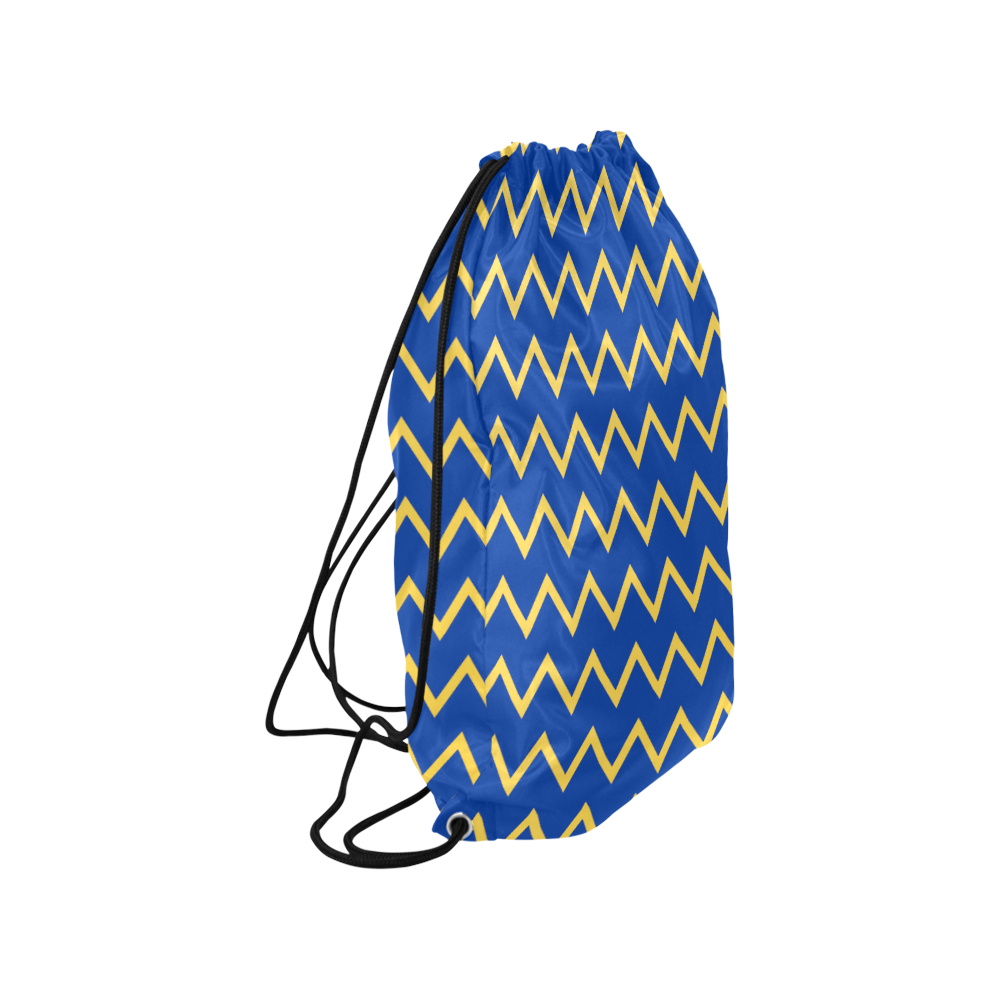 Chevron Jaune/Bleu Medium Drawstring Bag Model 1604 (Twin Sides) 13.8"(W) * 18.1"(H)