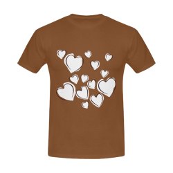 White Hearts Floating Together on Brown Men's T-Shirt in USA Size (Front Printing Only)