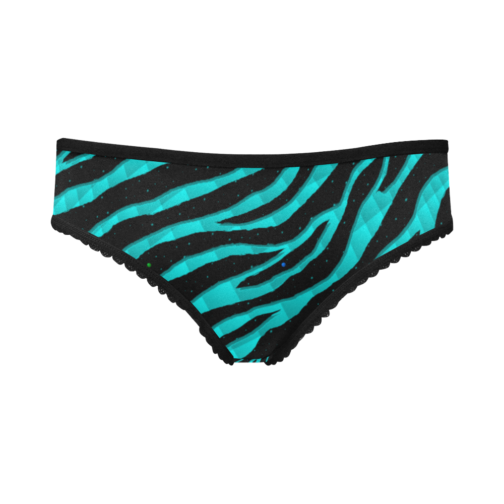 Ripped SpaceTime Stripes - Cyan Women's All Over Print Girl Briefs (Model L14)