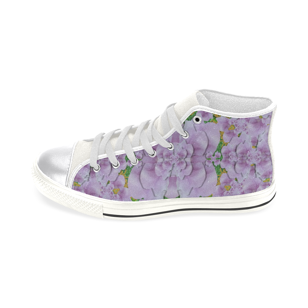 fauna flowers in gold and fern ornate Women's Classic High Top Canvas Shoes (Model 017)