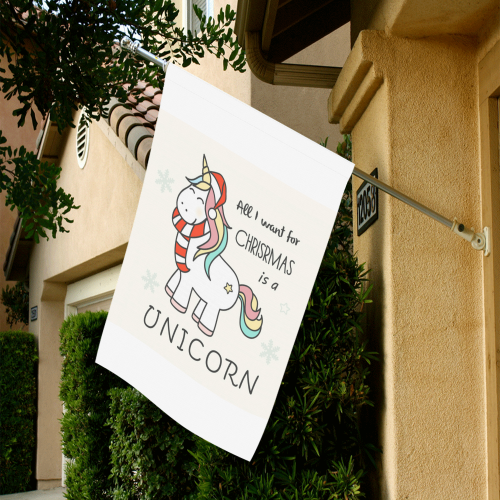 All I Want For Christmas Is A Unicorn Garden Flag 28''x40'' （Without Flagpole）