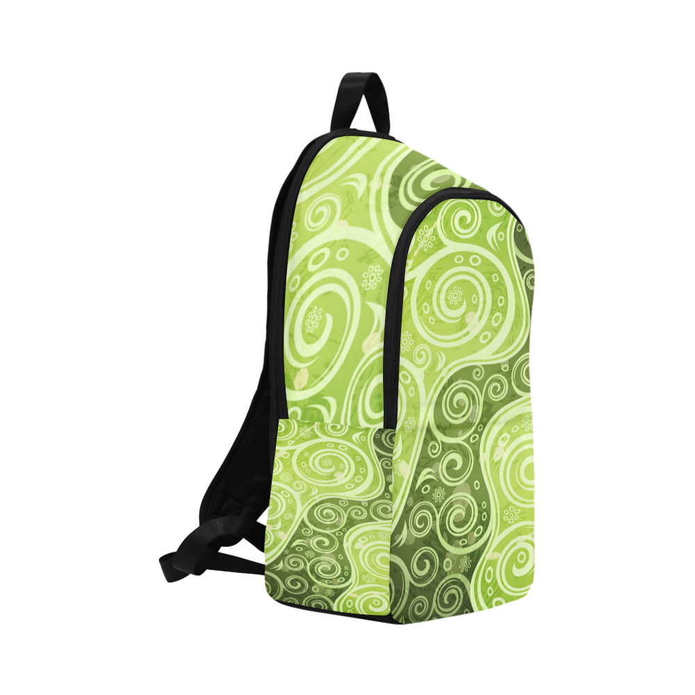 Abstract-Vintage-Floral-Green Fabric Backpack for Adult (Model 1659)