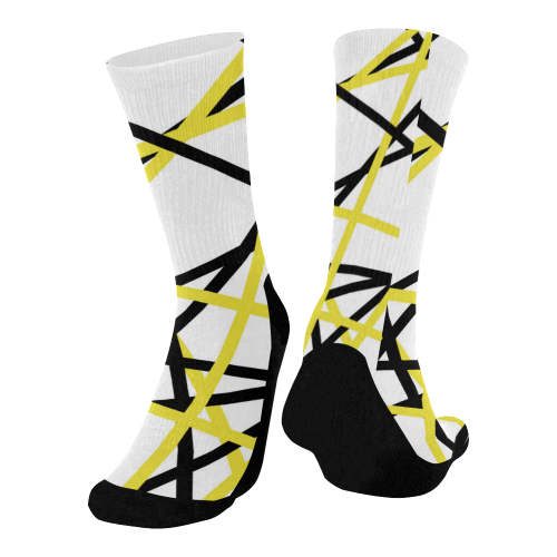 Black and yellow stripes Mid-Calf Socks (Black Sole)