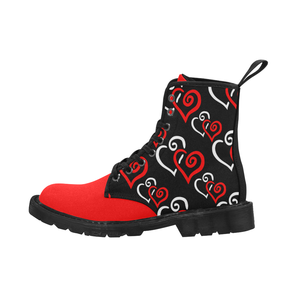 Red Hearts Cheeky Witch Martin Boots for Women (Black) (Model 1203H)