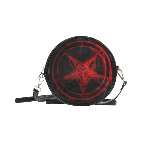 Awesome Goat of Mendez Baphomet Gothic Leather Round Sling Bag (Model 1647)