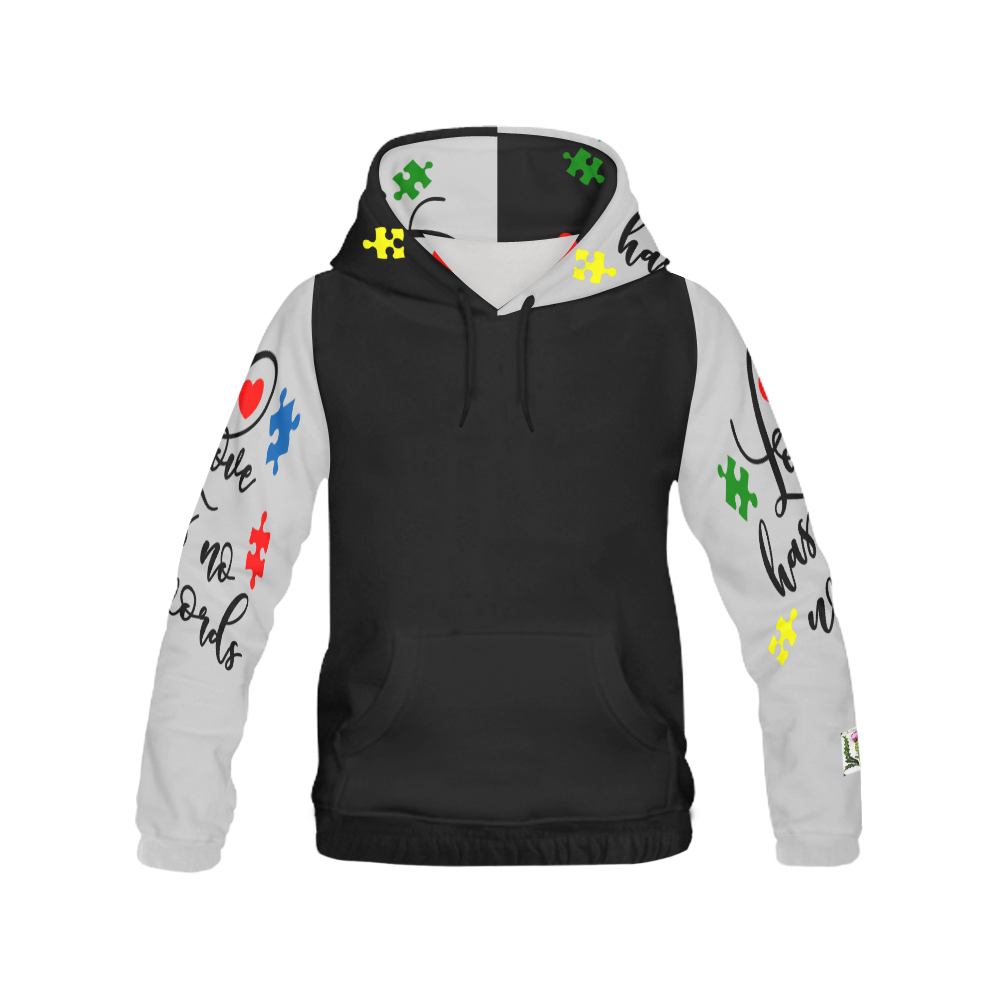 Fairlings Delight's Autism- Love has no words Men's Hoodie 53086G7 All Over Print Hoodie for Men (USA Size) (Model H13)