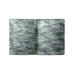Jungle Tiger Stripe Green Camouflage Men's Leather Wallet (Model 1612)