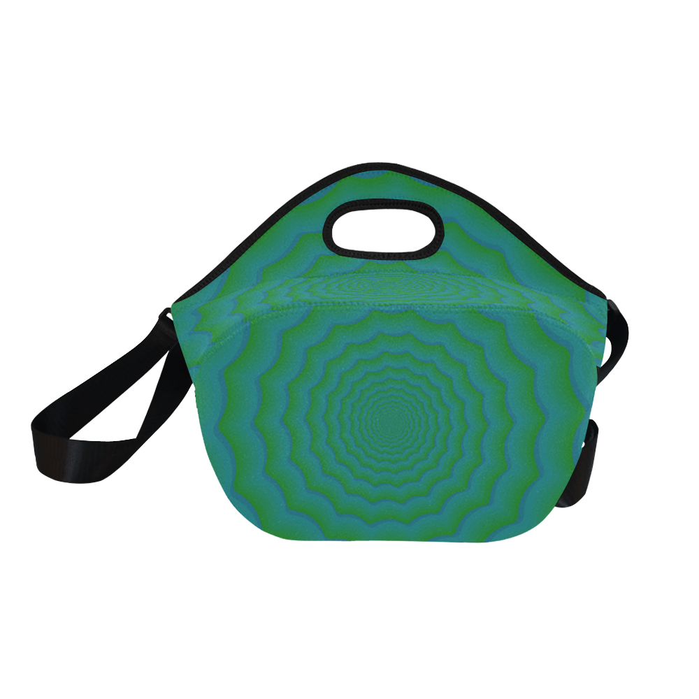 Blue vortex green Neoprene Lunch Bag/Large (Model 1669)