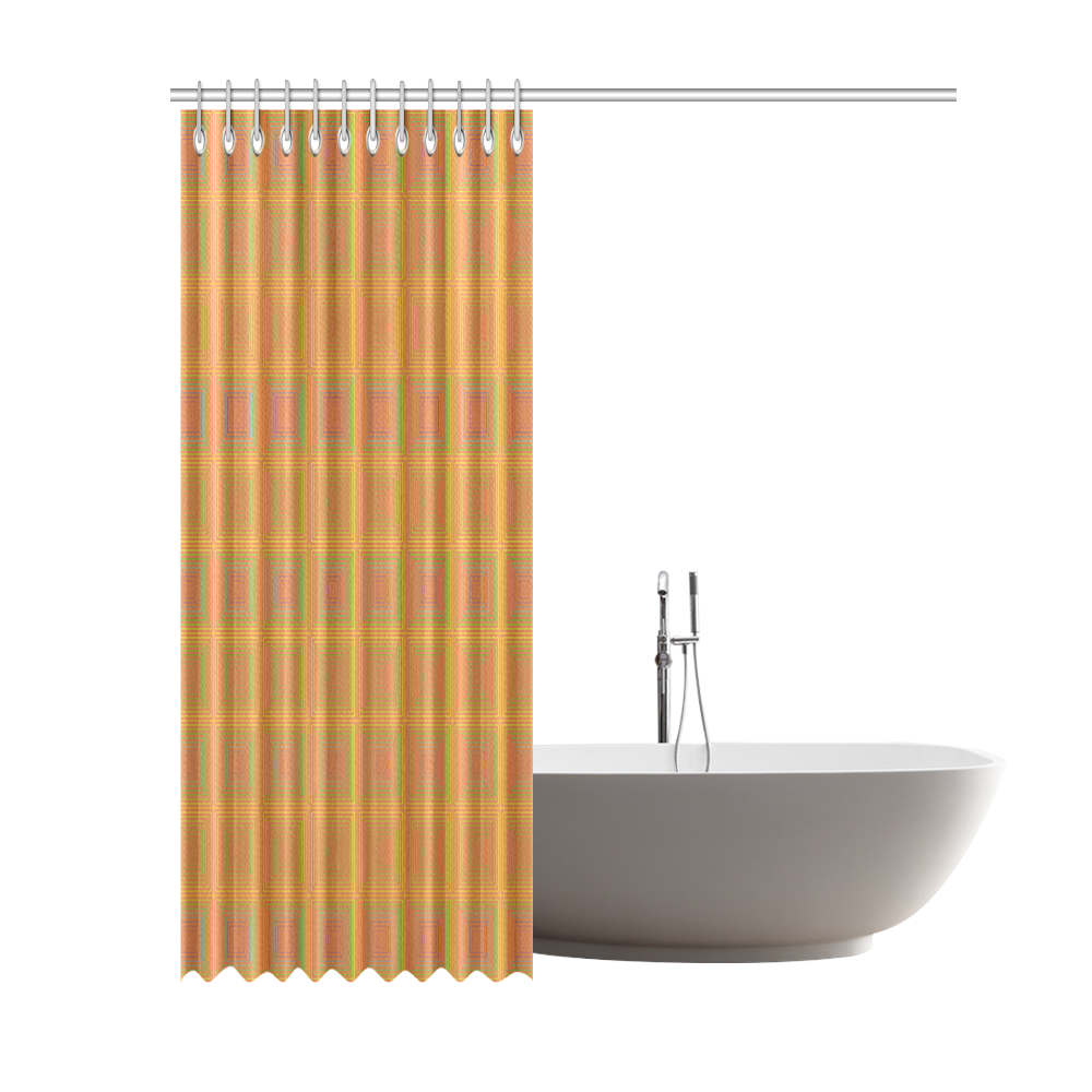 Golden pink multicolored multiple squares Shower Curtain 69"x84"