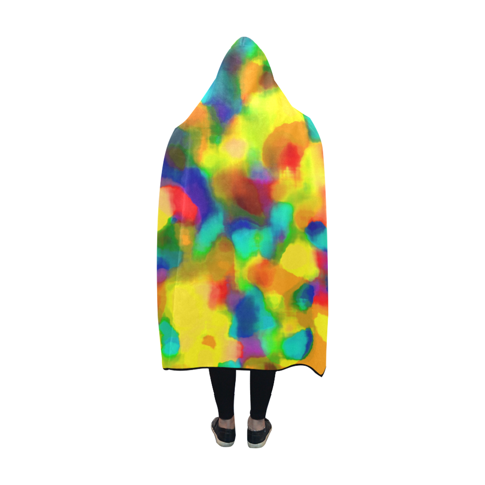 Colorful watercolors texture Hooded Blanket 60''x50''