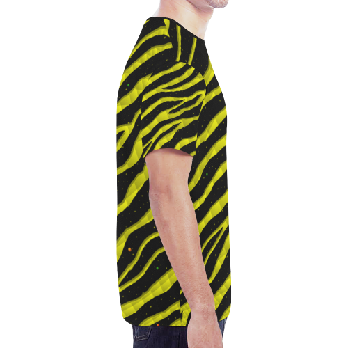 Ripped SpaceTime Stripes - Yellow New All Over Print T-shirt for Men (Model T45)