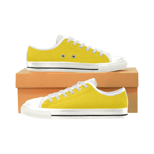 color gold Low Top Canvas Shoes for Kid (Model 018)