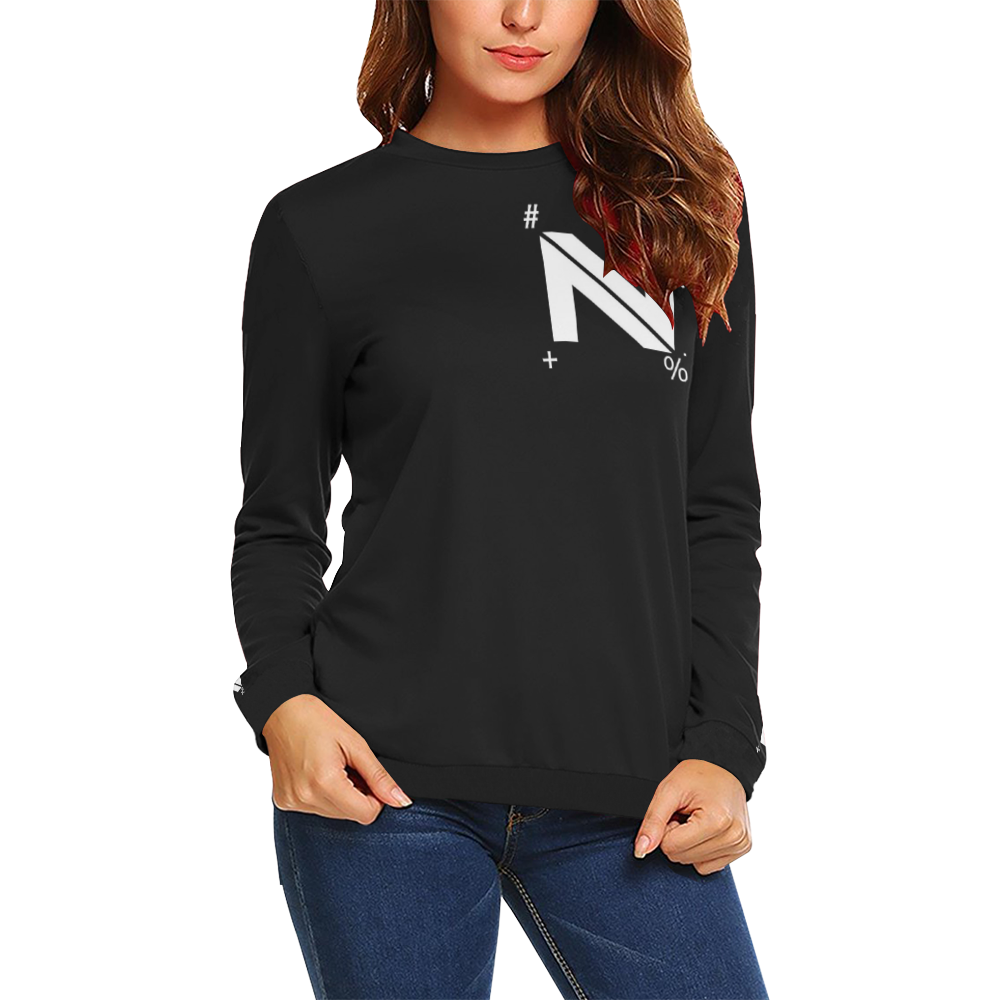 NUMBERS Collection #xN+% LOGO Black/White All Over Print Crewneck Sweatshirt for Women (Model H18)