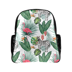 Awesome Flamingo And Zebra Multi-Pockets Backpack (Model 1636)