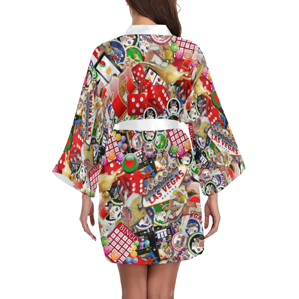 Gamblers Delight - Las Vegas Icons Long Sleeve Kimono Robe