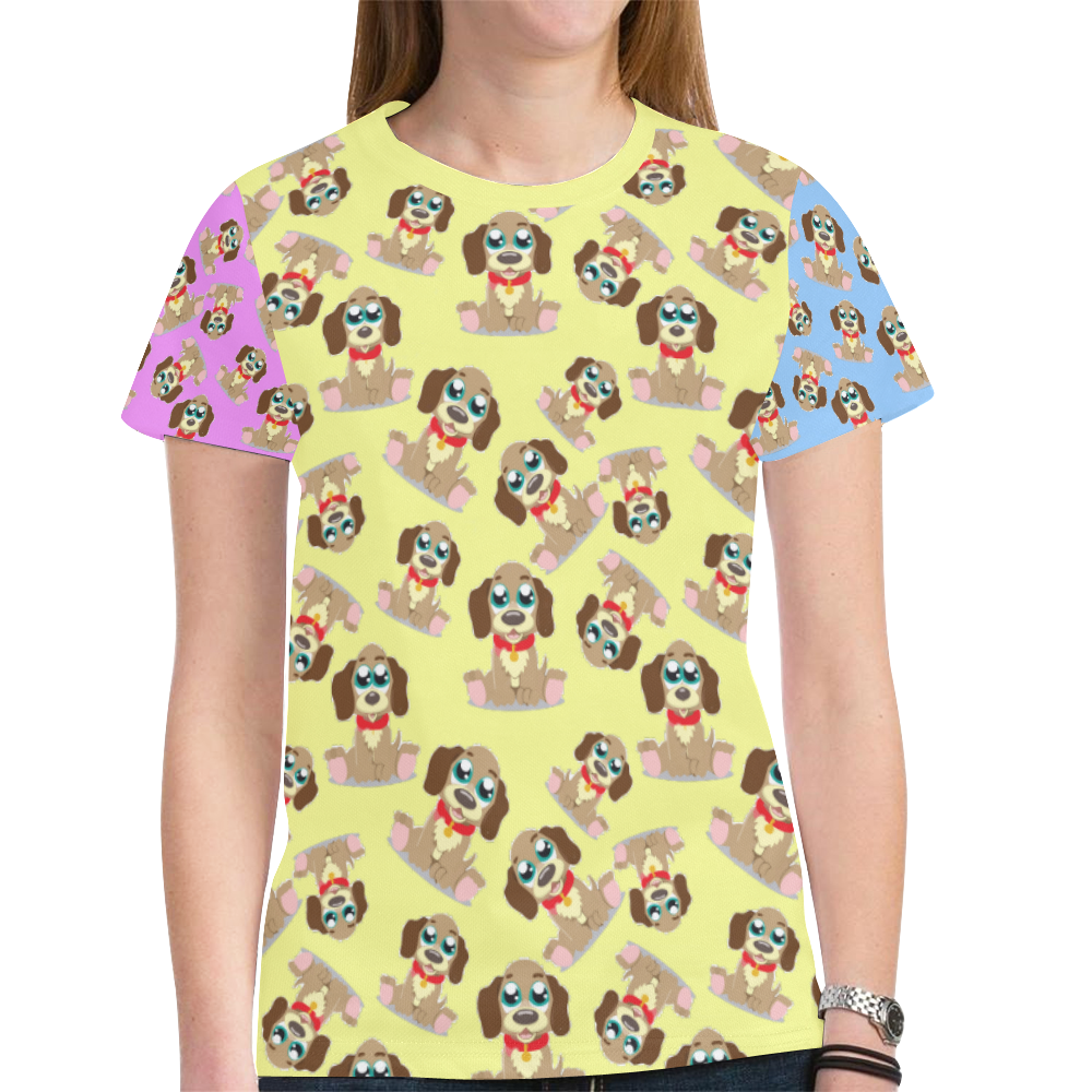 Adorable Puppy New All Over Print T-shirt for Women (Model T45)