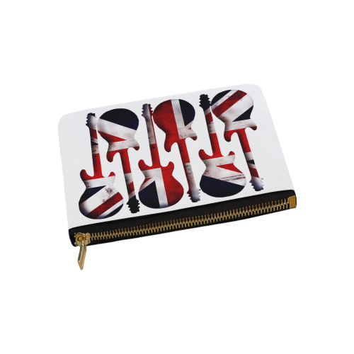 Union Jack British UK Flag Guitars White Carry-All Pouch 9.5''x6''