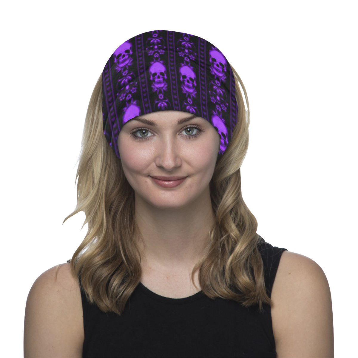 Black & Purple Skull Stripes Multifunctional Headwear