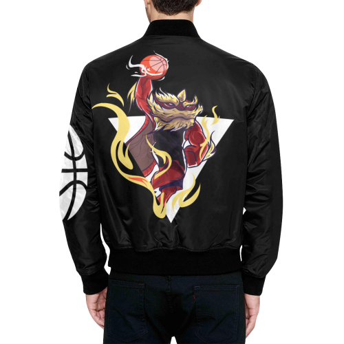 Chinese Lion Slam Dunk All Over Print Quilted Bomber Jacket for Men (Model H33)