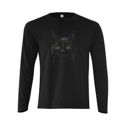 Black Cat Sunny Men's T-shirt (long-sleeve) (Model T08)