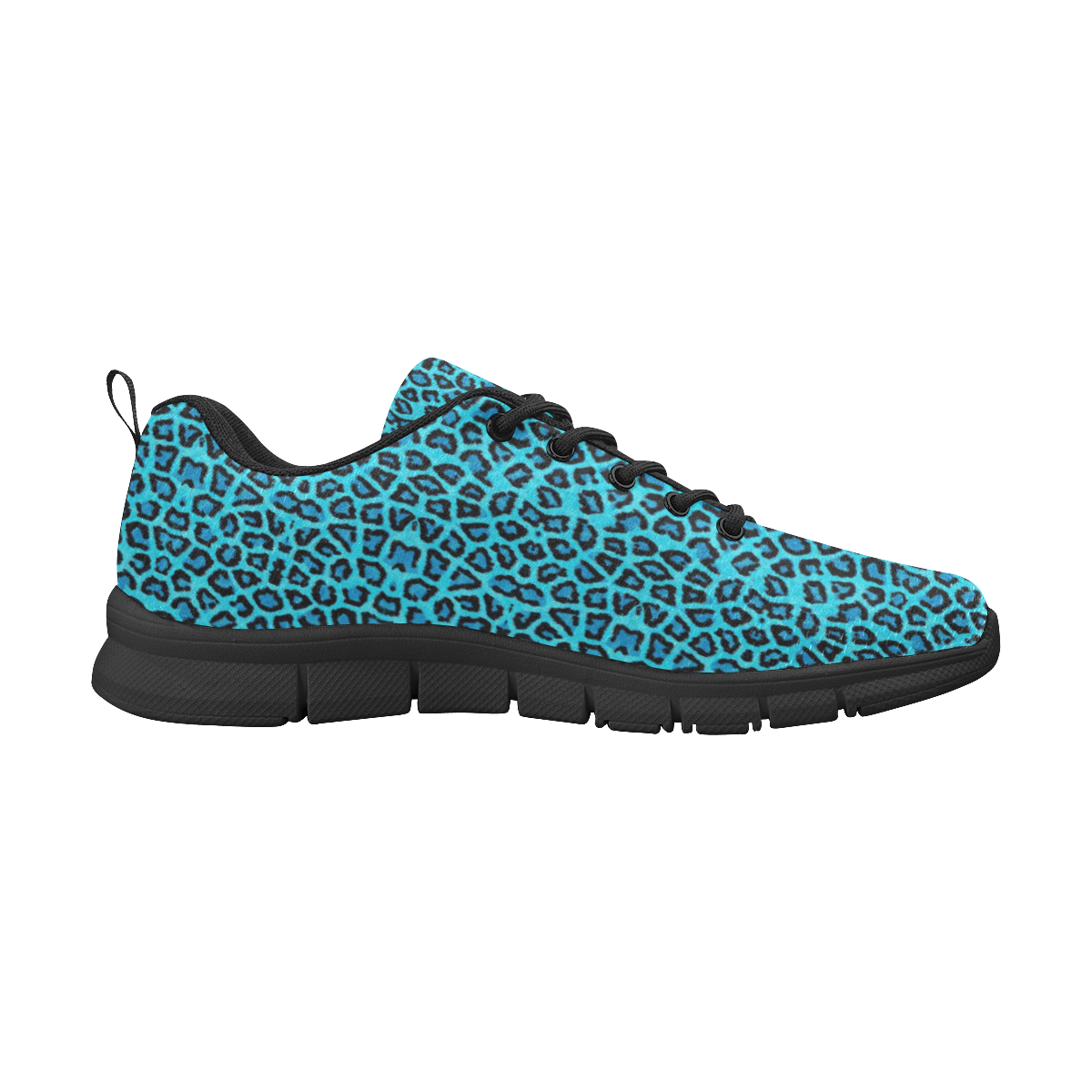 Blue Leopard + Black Women's Breathable Running Shoes/Large (Model 055)