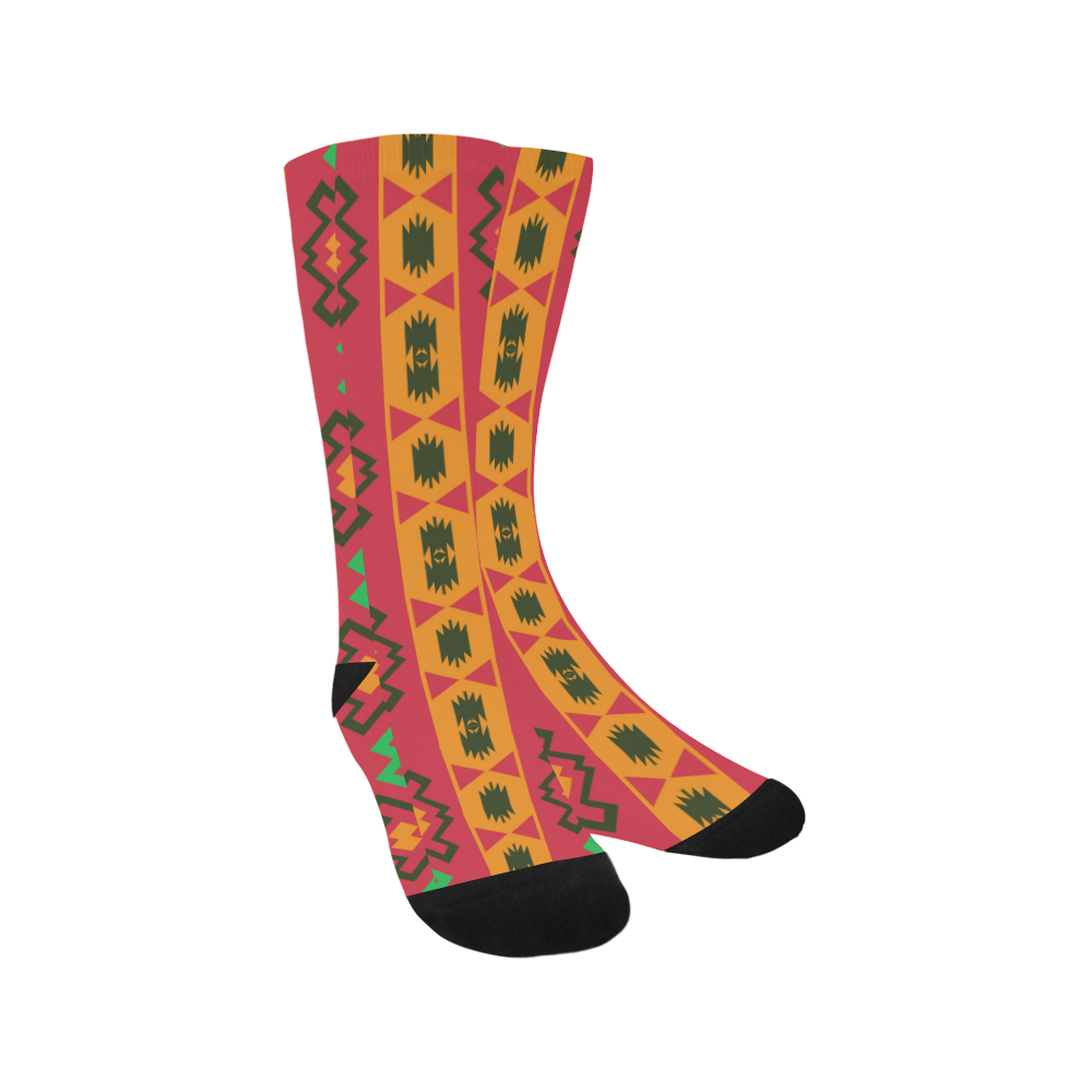 Tribal shapes in retro colors (2) Trouser Socks