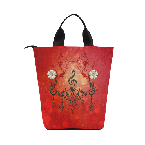 Music clef with floral design Nylon Lunch Tote Bag (Model 1670)