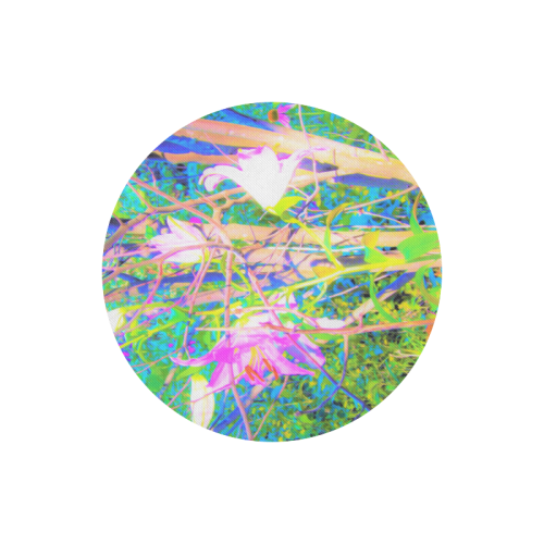 Abstract Oriental Lilies in My Garden Round Mousepad