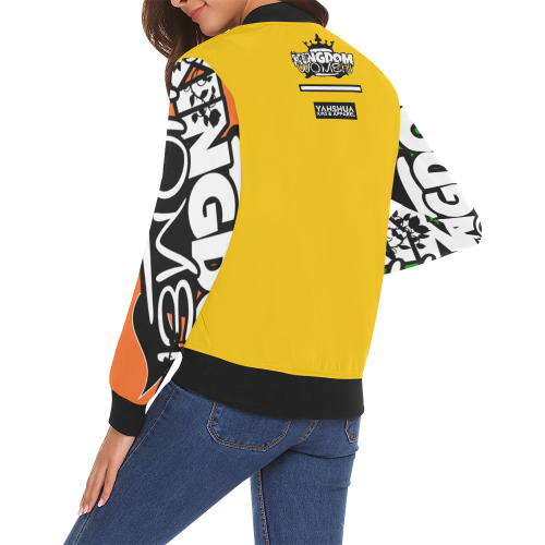 Yellow/Neon Green/Orange All Over Print Bomber Jacket for Women (Model H19)