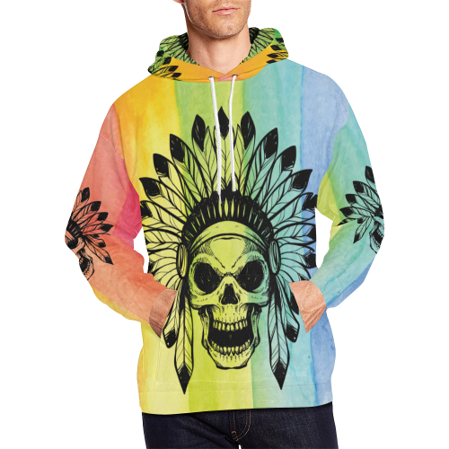 Skull All Over Print Hoodie for Men/Large Size (USA Size) (Model H13) All Over Print Hoodie for Men/Large Size (USA Size) (Model H13)
