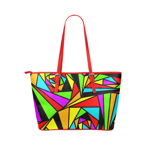 Abstract Geometric by ArtformDesigns Leather Tote Bag/Small (Model 1651)
