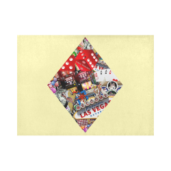 Diamond Playing Card Shape - Las Vegas Icons on Yellow Placemat 14’’ x 19’’