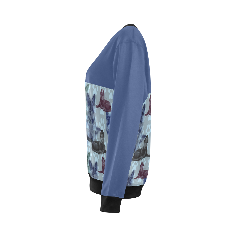 blue pattern GSD All Over Print Crewneck Sweatshirt for Women (Model H18)