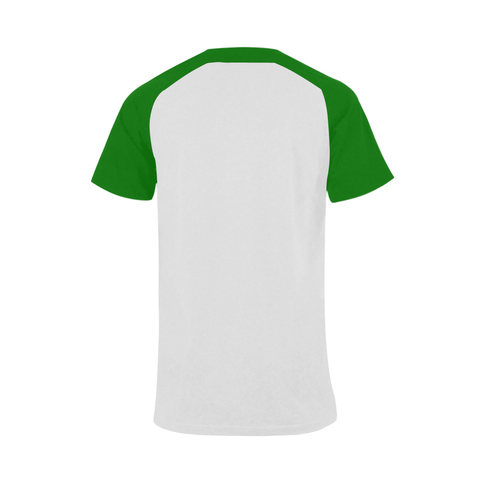 NUMBERS Collection White/Green Men's Raglan T-shirt (USA Size) (Model T11)