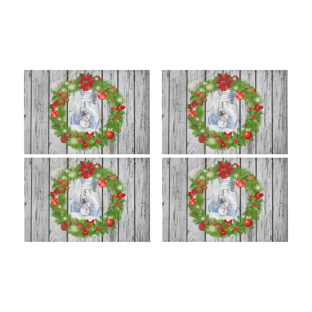 Holiday Wreath Snowman Placemat 12’’ x 18’’ (Set of 4)