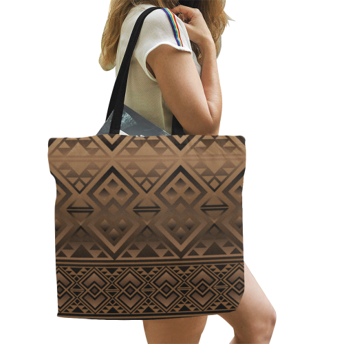 The Lodge Brown All Over Print Canvas Tote Bag/Large (Model 1699)